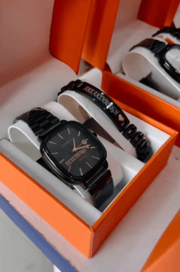 Engraved Bracelet and Casio wristwatch combo