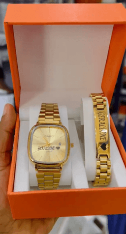 Engraved Bracelet and Casio wristwatch combo