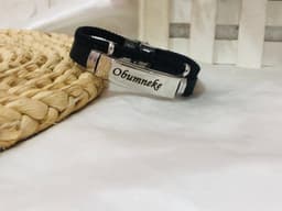 Leather engraved bracelet for him